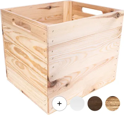 Image de Creative Deco Caisse en Bois Naturel Compatible Étagères KALLAX  33 x 37 x 33 cm
