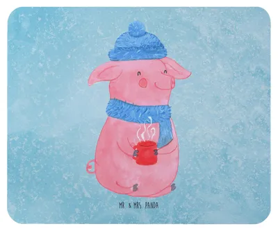 Produktbild von Mr. & Mrs. Panda Mousepad Schwein Glühwein - Eisblau - Geschenk, Mouse Pad, Weihnachtsmarkt, Weihnachten, mousematte, pc mausunterlage, Punsch, Mauspad, Glühschwein