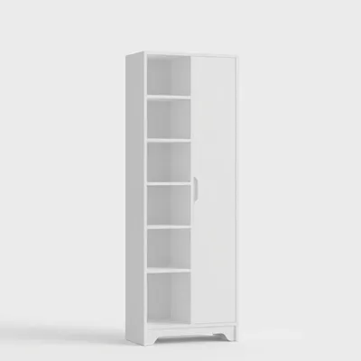 Produktbild von Mehrzweck-Bücherregal-Säule mit Tür und Regalböden Dairu - Weiß