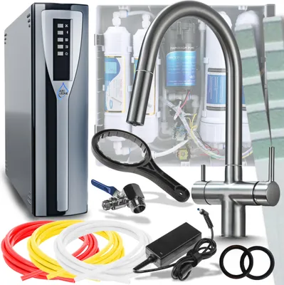 Immagine prodotto di Rubinetto da cucina a 3 vie Ari Slender con doccetta estraibile, canna girevole 360, per filtro acqua, grafite antracite