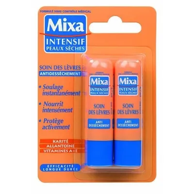 Produktbild von Mixa - Lippenpflege gegen Trockenheit 2x4,7 ml - Trockene Haut