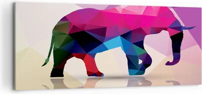 Produktbild von Bild auf Leinwand - Leinwandbild - Elefanten Illustration Bunt - 100x40cm - Wand Bild - Wanddeko - Leinwanddruck - Bilder - Kunstdruck - Wanddekoration - Leinwand bilder - Wandkunst - AB100x40-2807