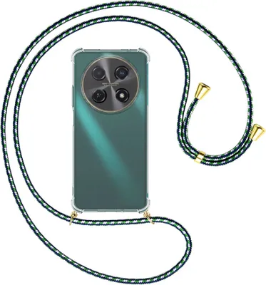 Produktbild von Handykette Backcover-Schutzhülle mit Band (Metall goldfarben) für Huawei nova 12i - grün/blau/weiß