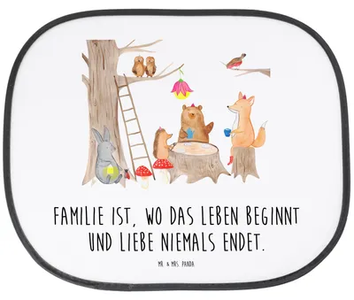 Produktbild von Mr. & Mrs. Panda Auto Sonnenschutz Waldtiere Picknick - Weiß - Geschenk, Fuchs, fenster, Lustige Sprüche, Eichhörnchen, hitzeschutz, saugnapf, Igel, Wald, Hase, Maus