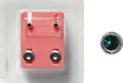Produktbild von Erstohrstecker Chirurgenstahl Sterile Ohrstecker Zarge mit Stein in dunkelgrün 3mm