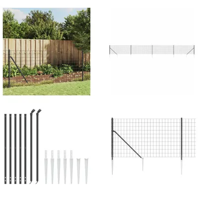 Immagine prodotto di vidaXL Recinzione in rete metallica con manicotti di fissaggio al suolo antracite 0,8x10 m - Recinzione in rete metallica - Recinzioni in rete metallica - Recinzione da giardino - Recinzione in filo metallico