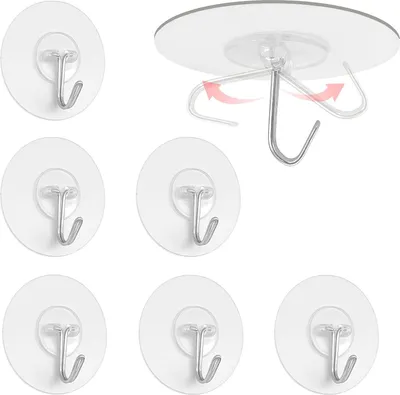 Produktbild von 6 Stück selbstklebende Haken, klebrige Haken, Wandhaken, wasserdichter Klebehaken, Stick on Haken zum Aufhängen Küche Badezimmer (6 Pcs)