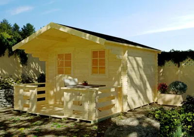 Produktbild von Gartenhaus Aldra I 3,00x2,50 m - inklusive Terrasse und hochwertigen Dachschindeln