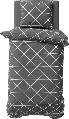 Produktbild von Bettwäsche 135x200 cm Baumwolle Renforce Bettbezug Garnitur Set Triangle Dreieck Anthrazit 2 teilig