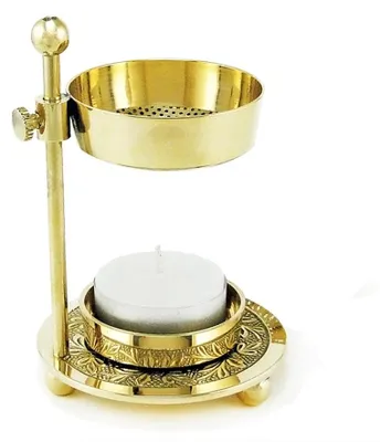 Räucherstäbchenhalter aus Messing, handgefertigt, Gold, 11 cm hoch