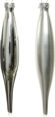 Produktbild von Christbaumschmuck Eiszapfen 15cm Glas 6er Set - Silber
