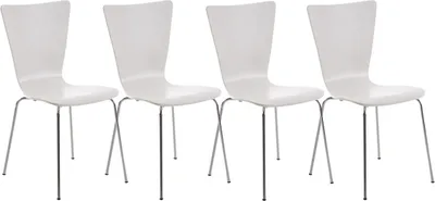Produktbild von CLP 4er Set Besucherstuhl Aaron mit Holzsitz und Metallgestell - Farbe: weiß