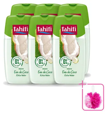 Obrázok produktu pre 6 kusov gélu na sprchovanie Tahiti s kokosovou vodou - 0% farbív - 250 ml - výhodný balík