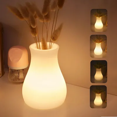 Produktbild von LED Vasenlampe, dimmbar mit Fernbedienung, kabellose Tischlampe, wiederaufladbar, Farbwechsel, ideal für Esstisch, Restaurant und Outdoor-Dekoration.
