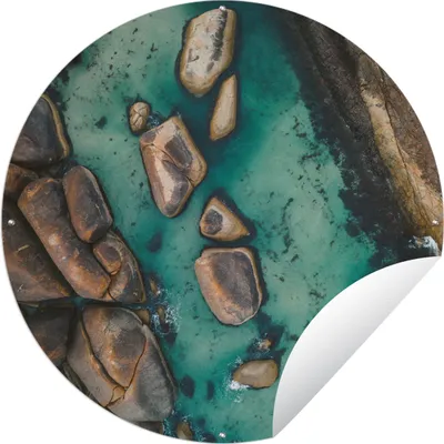 Produktbild von MuchoWow® Gartenposter Outdoor-Poster Rund Wasser - Steine - Meer Ø 150 cm Gartendeko Rundes Poster draußen