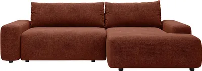 Produktbild von Eckschlafsofa rechts mit terracottafarbenem Strukturbezug - DAVISO