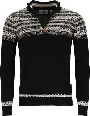 Produktbild von tomBrook Herren Troyer mit Norweger-Strick-Muster - Strickpullover mit Troyer-Kragen aus Baumwolle in Black Größe S