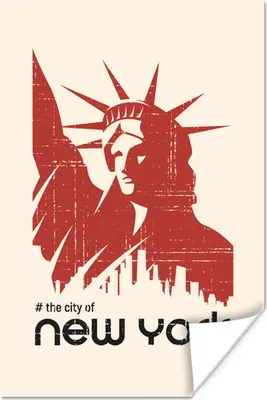Produktbild von MuchoWow® Poster New York - Freiheitsstatue - Rot 60x90 cm - Wanddekoration