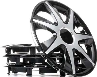Produktbild von 4x 15" Zoll Radkappen Schwarz Silber Radzierblenden Radblenden RUN CZ SR 15 LEOPLAST