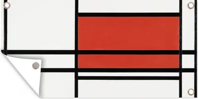 Produktbild von MuchoWow® 60x30 cm Outdoor-Poster Gartendeko Sichtschutz Garten Poster für den Garten  Komposition mit Rot und Weiß - Piet Mondrian