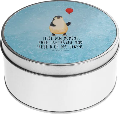Produktbild von Mr. & Mrs. Panda Teedose Pinguin Luftballon - Eisblau - Geschenk, Vorratsdosen, Motivation, Metalldose, Neustart, Liebe, Dose, Vorratsbehälter, Keksdose, Kaffeedose