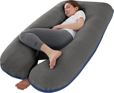 Produktbild von Schwangerschaftskissen, Stillkissen, Premium XXL, U-förmiges Schwangerschaftskissen mit abnehmbarem, 4 kg waschbarem Samtbezug (Marineblau, Patchwork-Design)