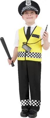 Produktbild von Kinder Polizeiuniform Gelb Schwarz M/140cm Englischer Bobby Officer Polizist