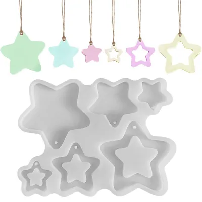 Produktbild von Silikon Gießform Mini Stern Anhänger Weihnachten DIY Basteln Gips Epoxidharz