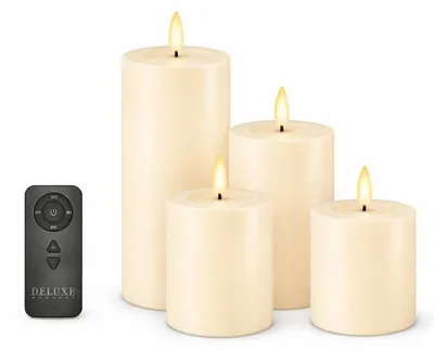 Produktbild von Deluxe Homeart LED Kerzen Geschenkbox Set mit Fernbedienung in Creme