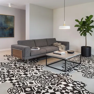 Obrázek produktu pro Protiskluzové samolepky na podlahu s ochrannou fólií – podlahové dlaždice CAVINO – 40 x 90 cm – 10 šestiúhelníkových samolepek o rozměrech 20 x 18 cm