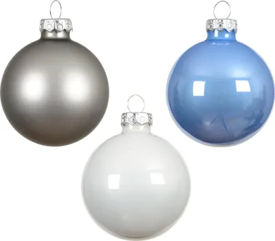Produktbild von Weihnachtskugeln Glas 8cm 16 Stück - Blau / Grau Mix