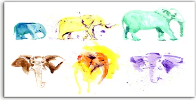Produktbild von Coloray Canvas 120x60  Wandbild Leinwand Bilder Aquarell handgezeichnete Elefanten