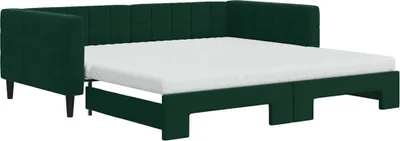 Obrázek produktu pro vidaXL Rozkládací denní postel s matracemi Tmavě zelená 100x200 cm Velvet