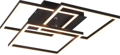 A modern, geometric ceiling light fixture with integrated LED lighting.