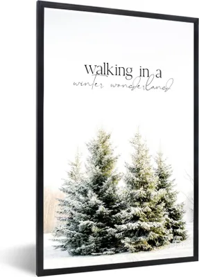 Produktbild von MuchoWow® Gerahmtes Poster Weihnachtsbaum - Schnee - Winter 20x30 cm - Poster mit Schwarzem Bilderrahmen Wandposter Rahmen Foto Bilder - Drucken - Bilder Poster im Rahmen