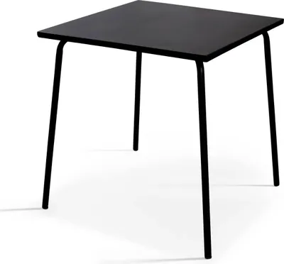 Image de Table de jardin carrée en métal 70 cm 4 places noir - Oviala Palavas