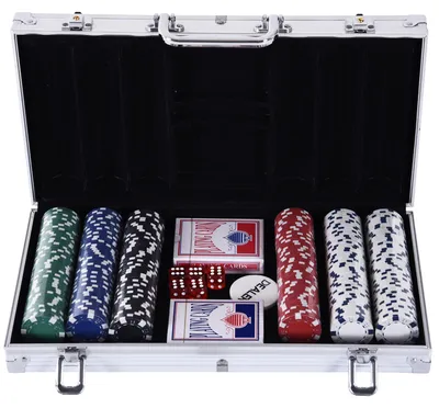 Image de Mallette de Poker Coffret de Poker Complet avec 300 jetons 2 Jeux de Cartes + 2 clšŠs Aluminium