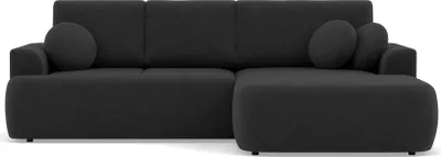 Image de Best Mobilier Candela - canapé d'angle droit 4 places - convertible avec coffre - en tissu bouclette , Noir