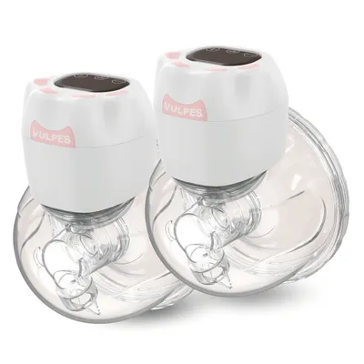 Produktbild von Vulpes Goods Doppelt Milchpumpe, Milchpumpe Elektrisch Tragbar mit 3 Modi und 27 Leistung, 19mm/21mm/24mm/26mm Flansch, Stillpumpe, wiederaufladbare Milchpumpe, Inkl. 60 Muttermilch-Aufbewahrungsbeutel, 2 Stück
