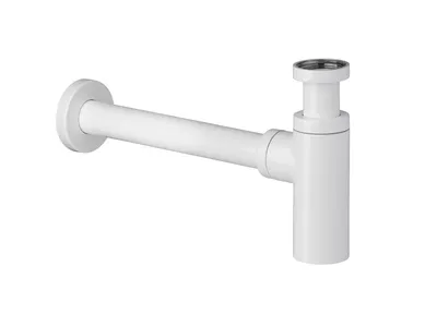 Produktbild von Ablaufgarnitur Siphon Waschbecken, Messing matt weiß