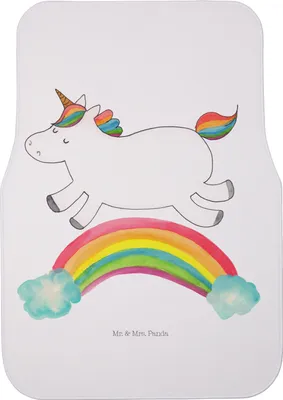 Produktbild von Mr. & Mrs. Panda Automatte Einhorn Regenbogen - Weiß - Geschenk, Auto Fußmatte, Glitzer, Fürs, Erwachsenwerden, Autoteppich, Kfz-Fußmatte, Einhornpower, Unicorn