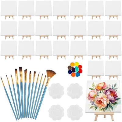 Immagine prodotto di 24 mini tele con cavalletto e pennelli - Set di pittura creativo
