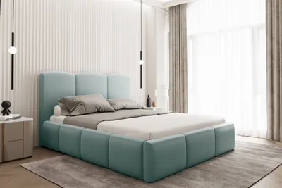 Produktbild von Polsterbett Doppelbett DUNIA in Stoff Opera Velvet Saphire 200x200cm