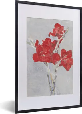 Produktbild von MuchoWow® MuchoWow® Gerahmtes Poster Rote Gladiolen - Piet Mondrian 40x60 cm - Poster mit zchwarzem Bilderrahmen - Poster in Rahmen