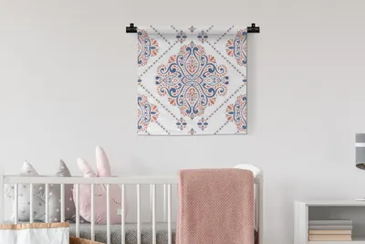 Produktbild von MuchoWow® Wandteppich Wandbehang Muster - Blumen - Mandala 60x60 cm Tapisserie Dekoration Wandtuch - Dekorationen - Wand Decke