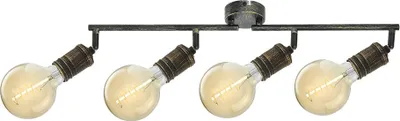 Productafbeelding van Rabalux 3217 Plafondlamp met 4 spots, model Fidel, E27 fitting, goud, industriële stijl, 74 cm