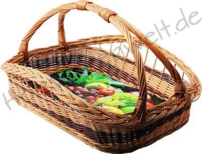 Produktbild von YULKA Weidentablett Tablettkorb Korbtablett Tablett Weide Serviertablett (Naturmotive) NB