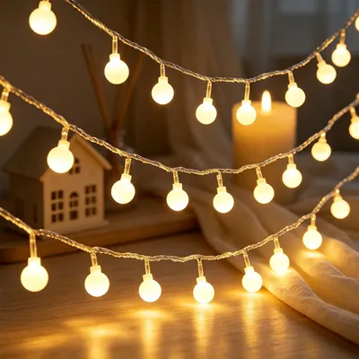 Globus-Lichterkette 3m, 20 warmweiße LEDs, batteriebetrieben, IP44