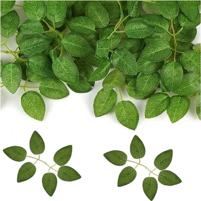 Produktbild von 50 Stück Künstliche Blätter Gefälschten Blättern, Künstliches Grün Rosenblatt, Gefälschtes Grünes Laub für Heimdekoration, Hochzeit Dekoration, DIY, Hochzeitssträuße, Party Dekoratione (Grün)