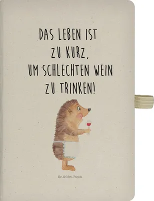 Produktbild von Mr. & Mrs. Panda Reisetagebuch Igel Wein - Transparent - Geschenk, Weißwein, trinken, A5 Notizbuch Kariert, Skizzenbuch, Weinliebhaber, Kladde, Tagebuch, Weinglas